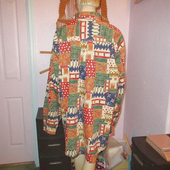Vtg The Territory Ahead Patchwork Shirt Mens Size XXL Button Long Sleeves Artsy - Picture 7 of 10